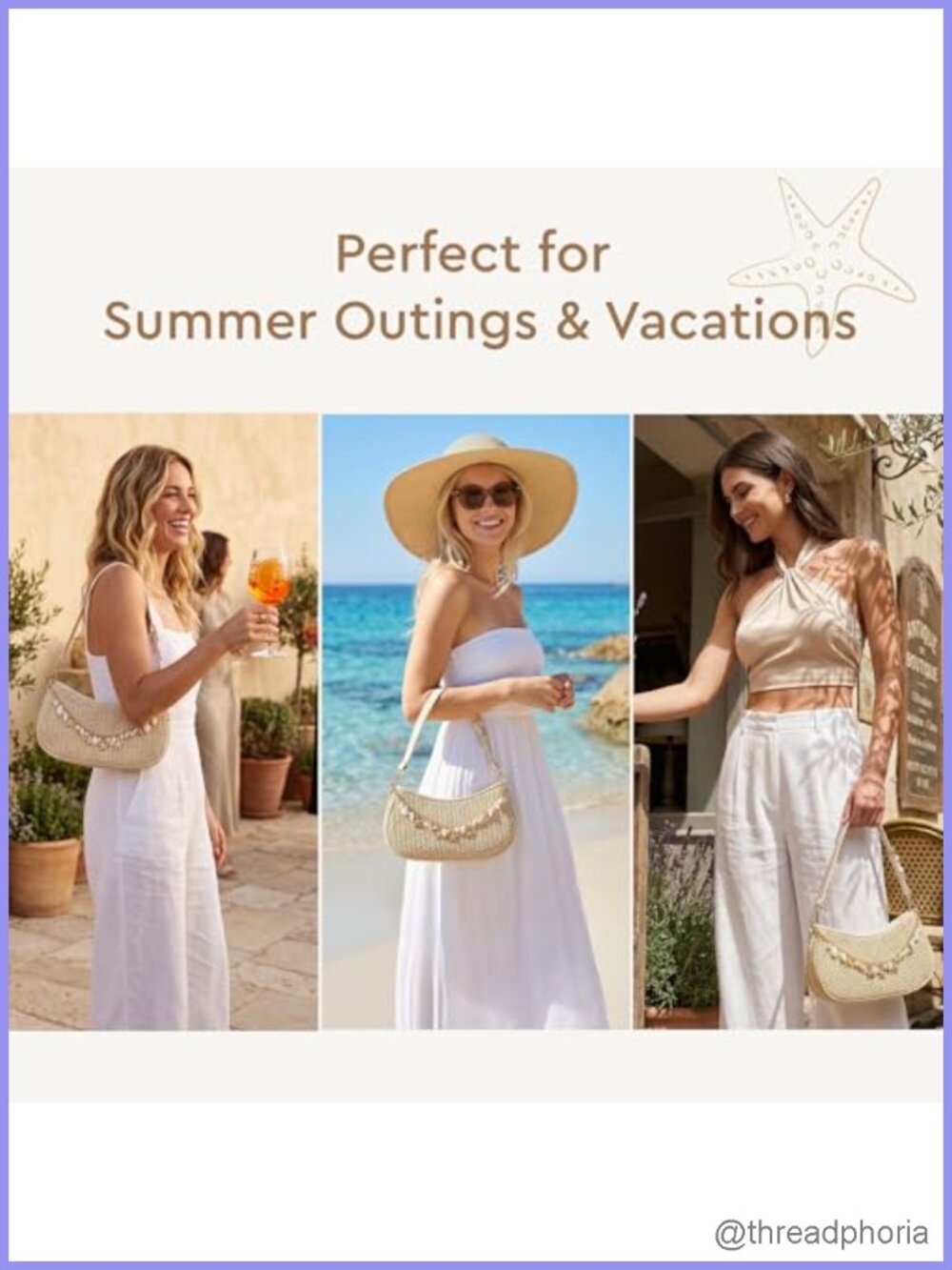 Straw Shoulder Bag Women Raffia Woven Beach Vacation Purse - Picture 5 of 6